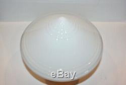 Vintage Art Deco Milk Glass Globe Ceiling Light with Chrome Plated Base Medium