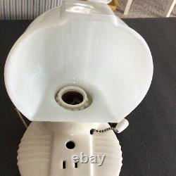 Vintage Art Deco Milk Glass White Porcelain Bathroom Light Fixture Sconce Outlet