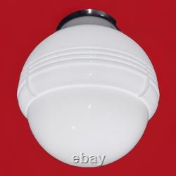 Vintage Art Deco Nouveau 1940s-50s White Milk Glass Ceiling Light Fixture