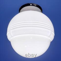 Vintage Art Deco Nouveau 1940s-50s White Milk Glass Ceiling Light Fixture