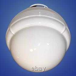Vintage Art Deco Nouveau 1940s-50s White Milk Glass Ceiling Light Fixture