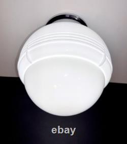 Vintage Art Deco Nouveau 1940s-50s White Milk Glass Ceiling Light Fixture