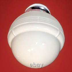 Vintage Art Deco Nouveau 1940s-50s White Milk Glass Ceiling Light Fixture
