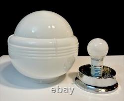 Vintage Art Deco Nouveau 1940s-50s White Milk Glass Ceiling Light Fixture