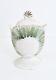 Vintage Art Deco Ruffled Edge Hobnail Milk Glass Footed Vase W Lid 6.5h X 5w