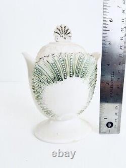 Vintage Art Deco Ruffled Edge Hobnail Milk Glass Footed Vase W Lid 6.5H X 5W