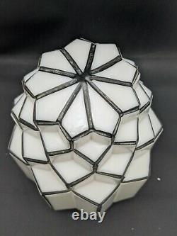 Vintage Art Deco Skyscraper Milk Glass Black White Globe Shade