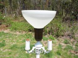 Vintage Art Deco Torchiere Candelabra Floor Lamp Milk Glass Shade Shabby Chic