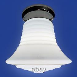 Vintage Art Deco UFO Space Age Cylindrical White Milk Glass Light Fixture