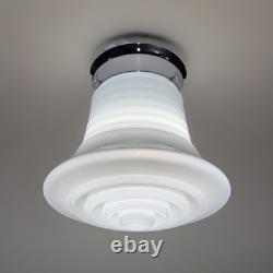 Vintage Art Deco UFO Space Age Cylindrical White Milk Glass Light Fixture