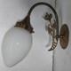 Vintage Art Nouveau Brass Wall Sconce Light Opal White Milk Glass Teardrop Lamp