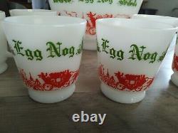Vintage Atlas Egg Nog Milk Glass Bowl With 6 Cups
