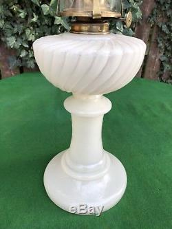 Vintage Authentic Opaline White Milk Glass Oil Lamp Desk Lamp Decorative
