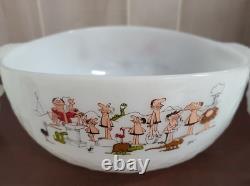 Vintage BC Comics Set White Milk Glass Bowls Mugs Casserole 1970 #4137