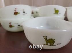 Vintage BC Comics Set White Milk Glass Bowls Mugs Casserole 1970 #4137