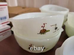 Vintage BC Comics Set White Milk Glass Bowls Mugs Casserole 1970 #4137