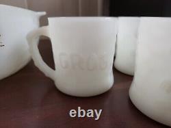 Vintage BC Comics Set White Milk Glass Bowls Mugs Casserole 1970 #4137