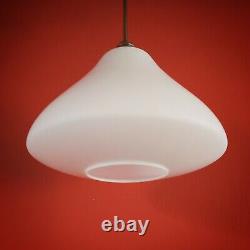 Vintage Bauhaus White Opaline Opal Milk Glass Pendant Ceiling Light Pear Shape