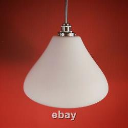 Vintage Bauhaus White Opaline Opal Milk Glass Pendant Ceiling Light Pear Shape