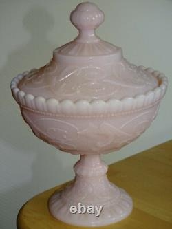 Vintage Box Milk Glass Portieux France Glass Dragons Color Pink