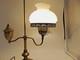 Vintage Brass Desk Lamp With White Milk Glass Shade Mcm Library Student Lamp