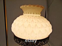 Vintage Brass Desk Lamp with White Milk Glass Shade MCM Library Student Lamp