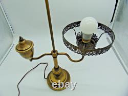Vintage Brass Desk Lamp with White Milk Glass Shade MCM Library Student Lamp