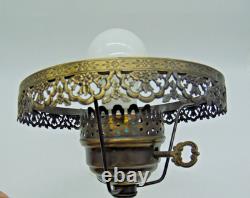 Vintage Brass Desk Lamp with White Milk Glass Shade MCM Library Student Lamp