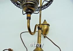 Vintage Brass Desk Lamp with White Milk Glass Shade MCM Library Student Lamp
