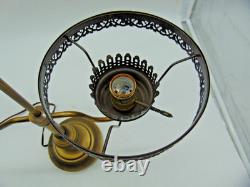 Vintage Brass Desk Lamp with White Milk Glass Shade MCM Library Student Lamp
