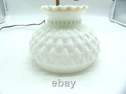 Vintage Brass Desk Lamp with White Milk Glass Shade MCM Library Student Lamp