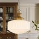 Vintage Brass Milk Glass Pendant Light Fixture, 13.8 White Pleated Glass Chande