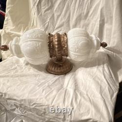 Vintage Bronze Wall Sconce White Milk Glass Indoor Plug-In UL Listed C-154981