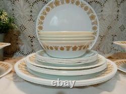 Vintage CORELLE BUTTERFLY GOLD 24pc Dinnerware Set plate bowl cup saucer