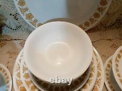 Vintage CORELLE BUTTERFLY GOLD 24pc Dinnerware Set plate bowl cup saucer