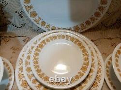 Vintage CORELLE BUTTERFLY GOLD 24pc Dinnerware Set plate bowl cup saucer