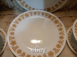 Vintage CORELLE BUTTERFLY GOLD 24pc Dinnerware Set plate bowl cup saucer