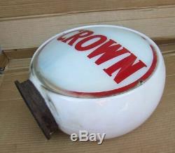 Vintage CROWN Gas Pump Gasoline White Milk Glass Globe