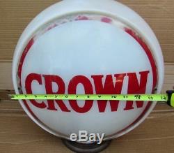 Vintage CROWN Gas Pump Gasoline White Milk Glass Globe