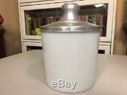 Vintage Carnation Malted Milk Glass Advertising Jar Container Soda Fountain Shop