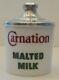 Vintage Carnation Malted Milk Glass Jar With Aluminum Lid Soda Fountain