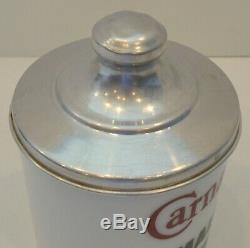 Vintage Carnation Malted Milk Glass Jar with Aluminum Lid Soda Fountain