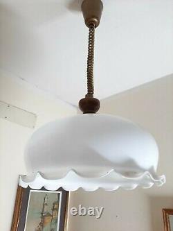 Vintage Chandelier Lamp Pendant White Milk Glass Lamp Pendant. Lamp E27