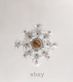 Vintage Chandelier Murano White Milk Glass Basket Ceiling Light Fixture Wedding