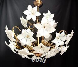 Vintage Chandelier Murano White Milk Glass Basket Ceiling Light Fixture Wedding