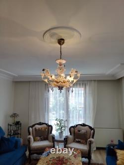 Vintage Chandelier Murano White Milk Glass Basket Ceiling Light Fixture Wedding