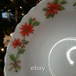Vintage Christmas dish set Milk glass pyrex Indopal Poinsettia set for four