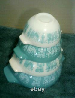 Vintage Cindarella Pyrex mixing bowl set 4 Butterprint 441,442,443,444 EUC