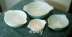 Vintage Cindarella Pyrex mixing bowl set 4 Butterprint 441,442,443,444 EUC