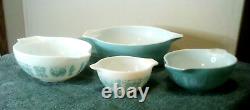 Vintage Cindarella Pyrex mixing bowl set 4 Butterprint 441,442,443,444 EUC